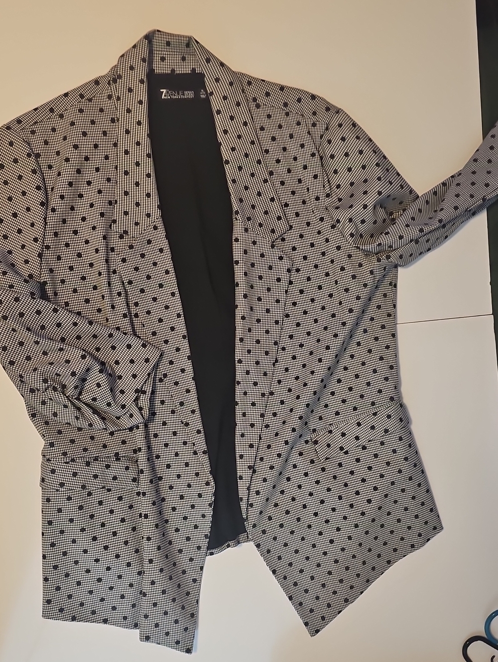 Zara Black & White Polka-Dot Open Blazer